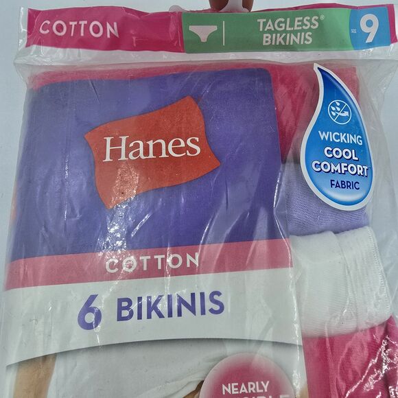 Women's Hanes Tagless Bikinis Ultra Soft Panties Size 9 Cotton 6 Pair No Ride Up - Picture 3 of 6